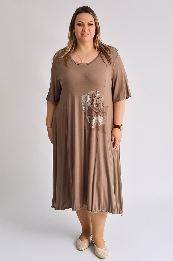 Сукня міді трапеція з декором та регульованим низом великих розмірів