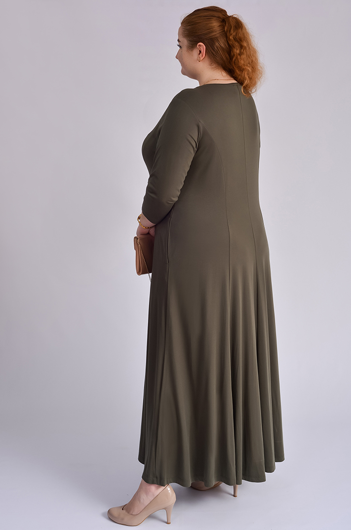 Сукня максі трапеція зі знімною брошкою великих розмірів