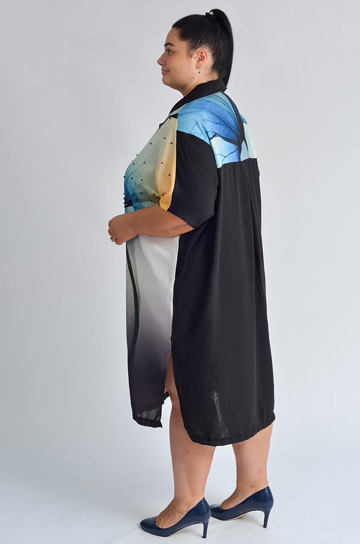 Платье миди с принтом цветка и градиентным фоном больших размеров