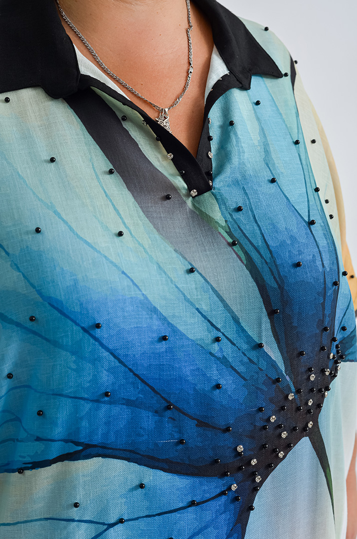 Платье миди с принтом цветка и градиентным фоном больших размеров