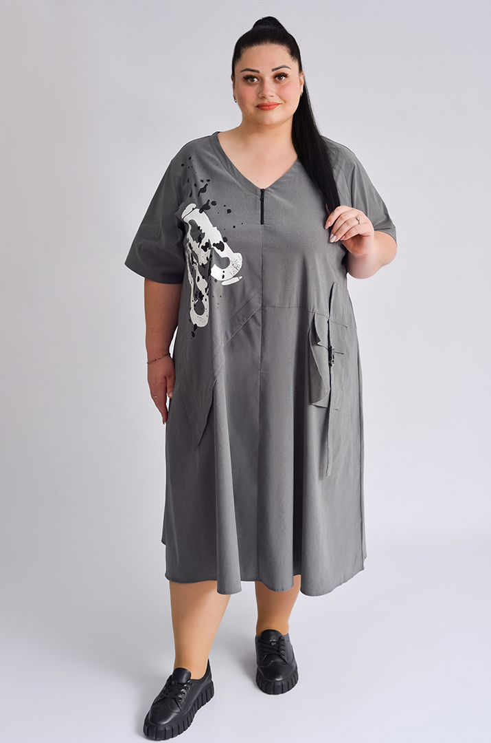 Сукня міді з блискавкою великих розмірів