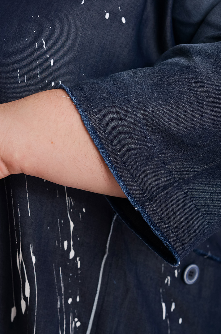 Принтованное джинсовое платье миди больших размеров