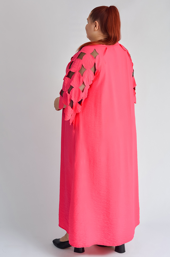 Сукня максі з ажурними прорізами на рукавах великих розмірів