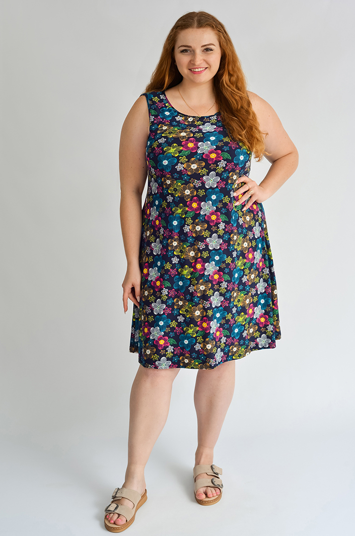 Сукня домашня в квітковий принт великих розмірів