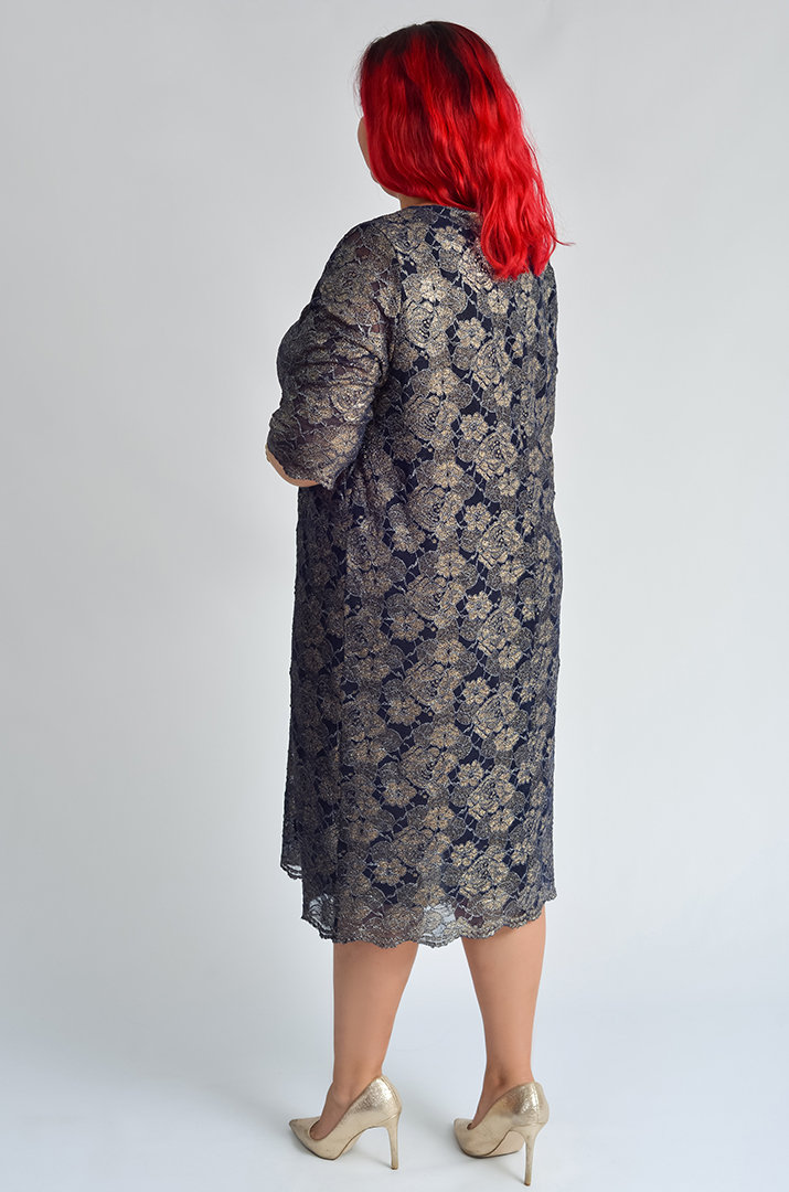 Платье миди с люрексовым цветочным узором больших размеров