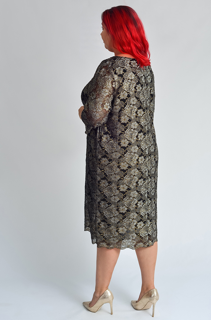 Платье миди с люрексовым цветочным узором больших размеров