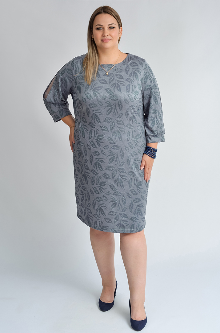 Люрексова сукня футляр з розрізами на рукавах великих розмірів