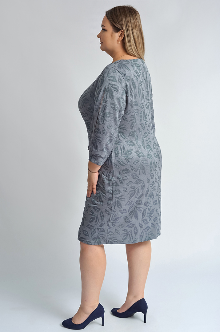 Люрексова сукня футляр з розрізами на рукавах великих розмірів