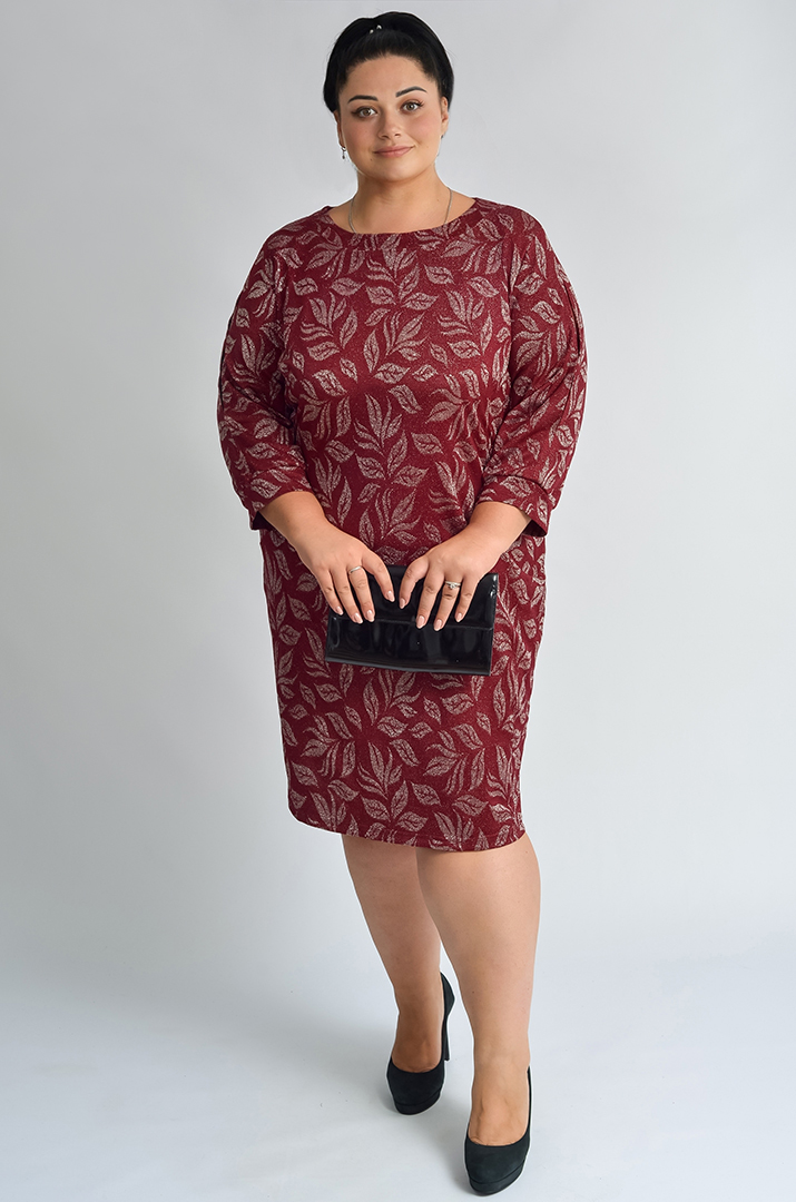 Люрексова сукня футляр з розрізами на рукавах великих розмірів