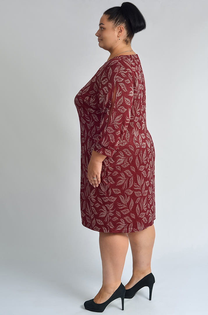 Люрексова сукня футляр з розрізами на рукавах великих розмірів