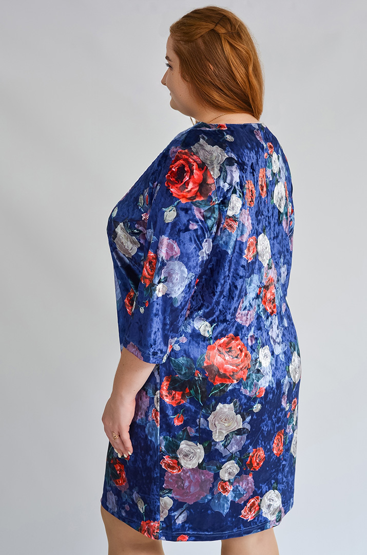 Оксамитова міні-сукня з квітковим принтом великих розмірів