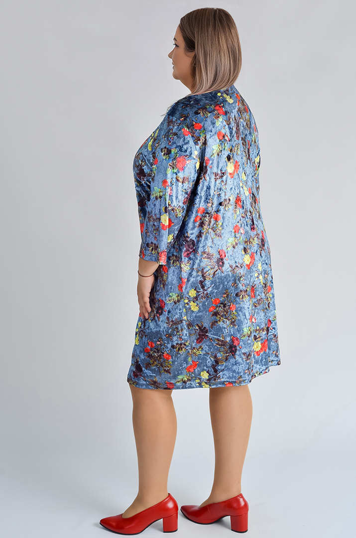 Оксамитова міні-сукня з квітковим принтом великих розмірів