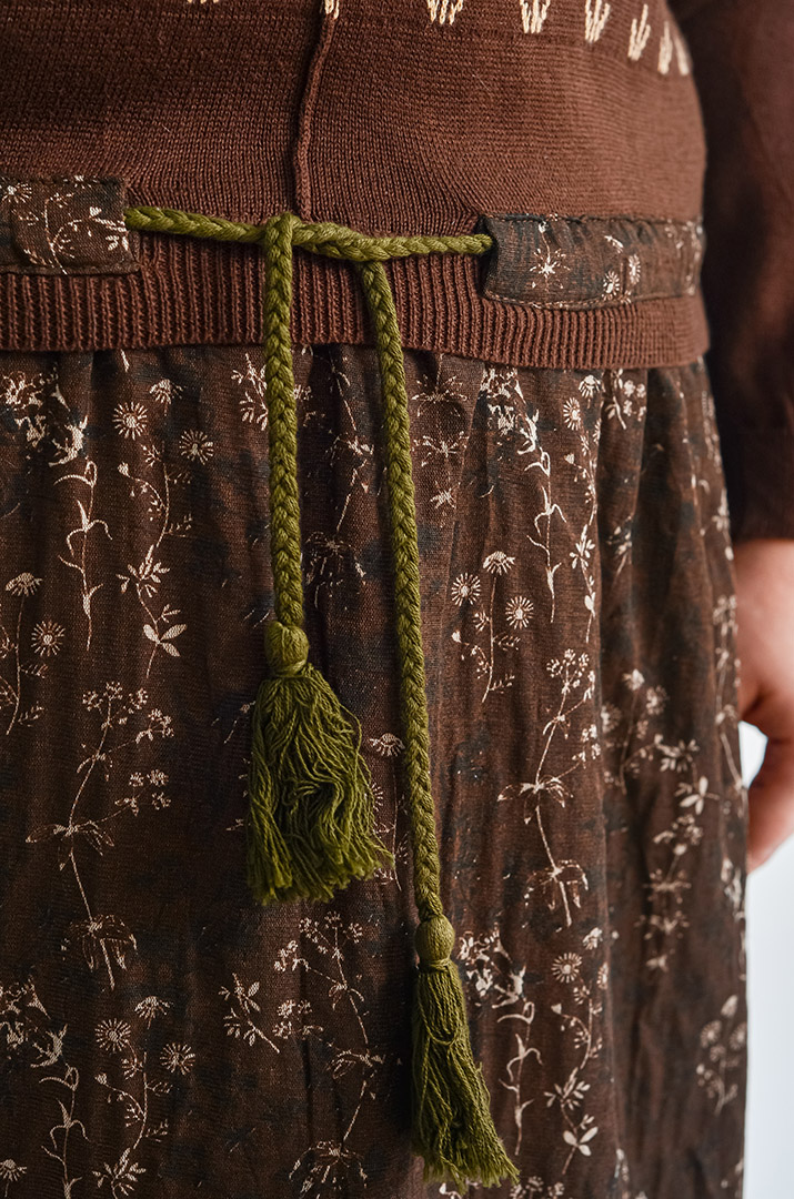 Платье макси с льняной юбкой и вязаным верхом больших размеров