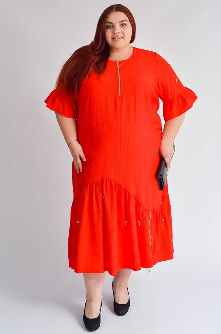 Сукня міді з воланами та блискавками великих розмірів