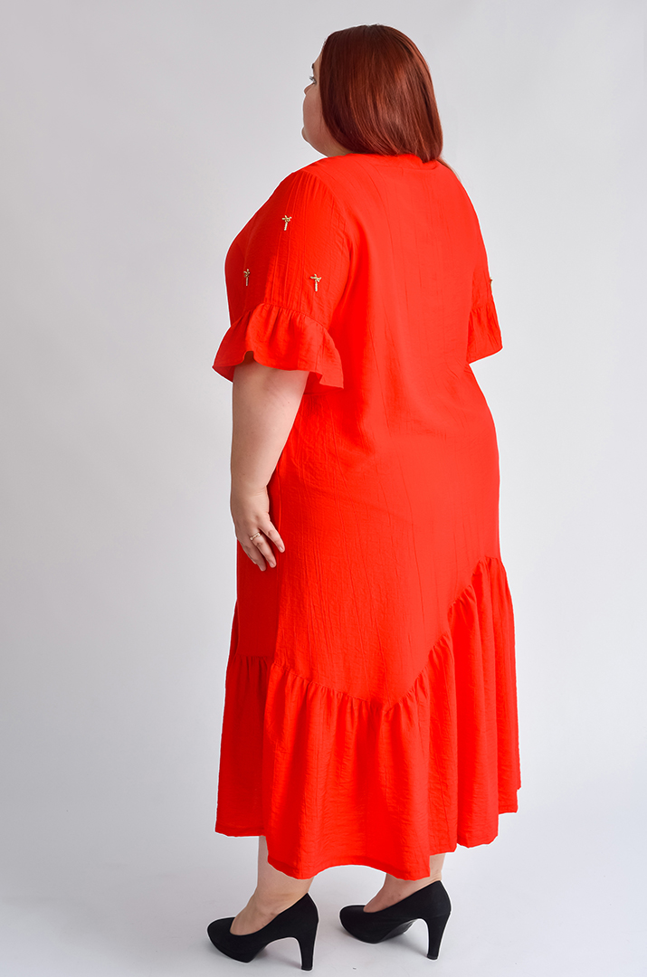 Сукня міді з воланами та блискавками великих розмірів