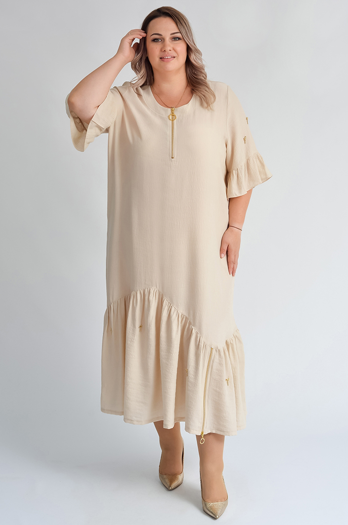 Сукня міді з воланами та блискавками великих розмірів