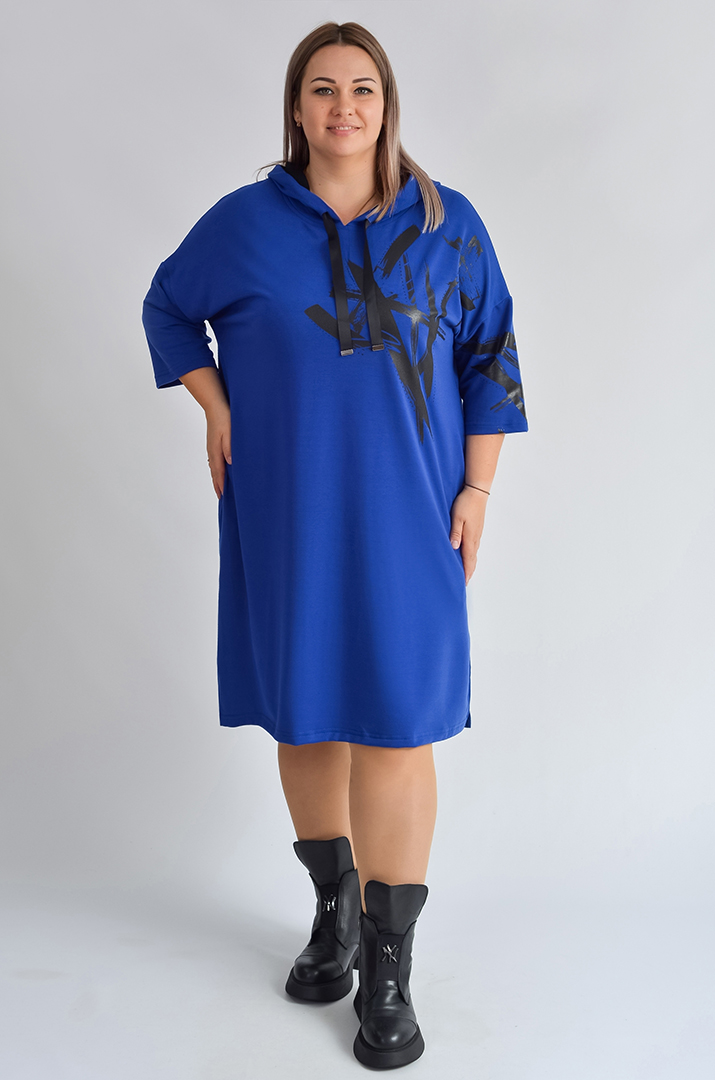 Сукня з капюшоном та графічним принтом великих розмірів