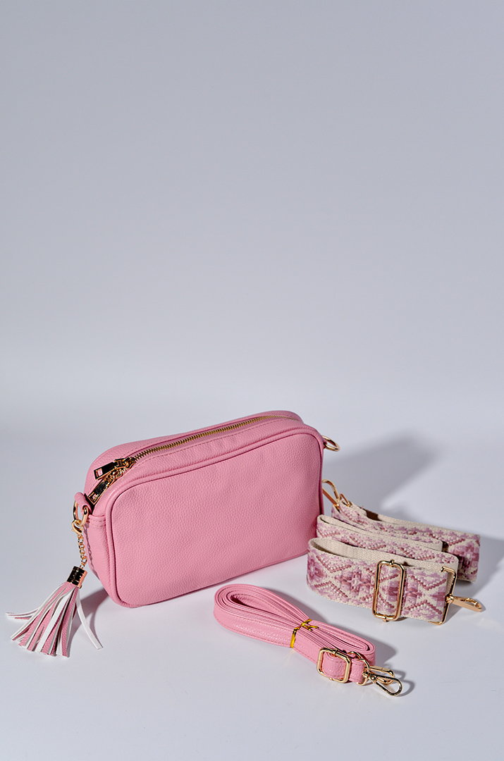 Сумка з екошкіри зі змінними ременями та з декративною китицею