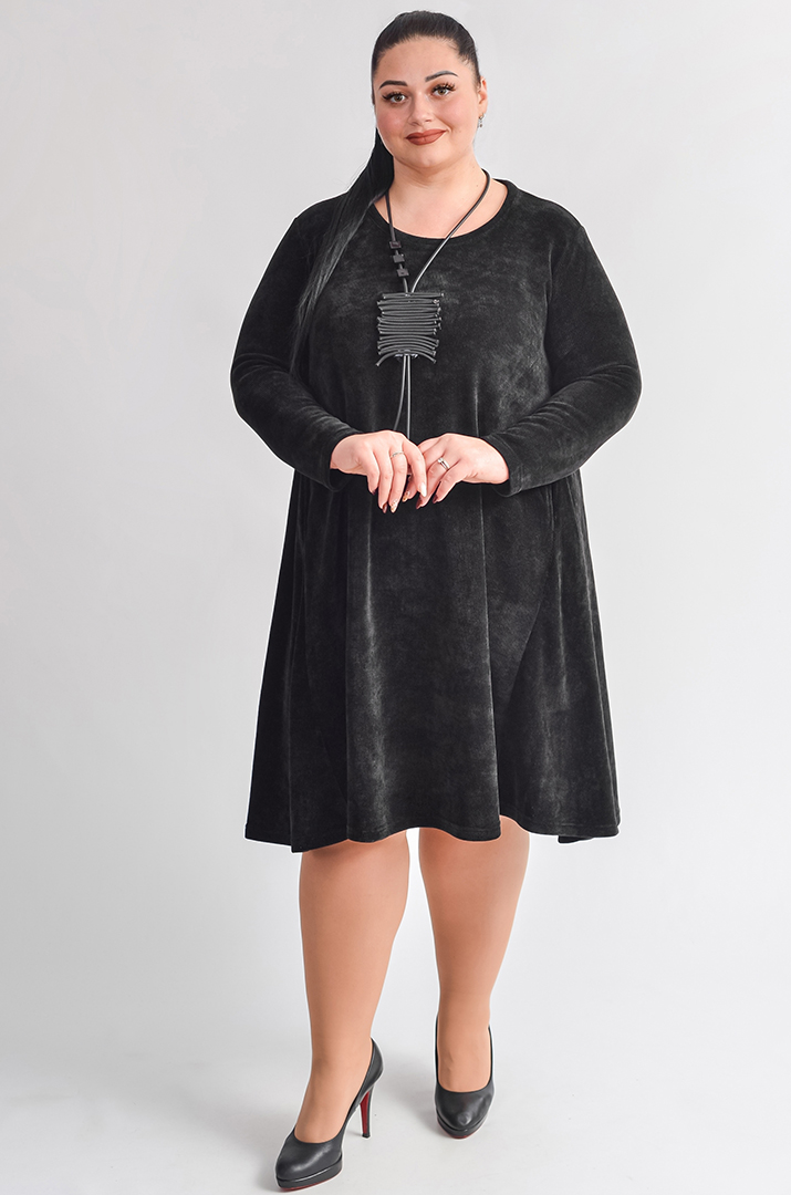 Сукня міні з фактурного вельвету та з прикрасою великих розмірів