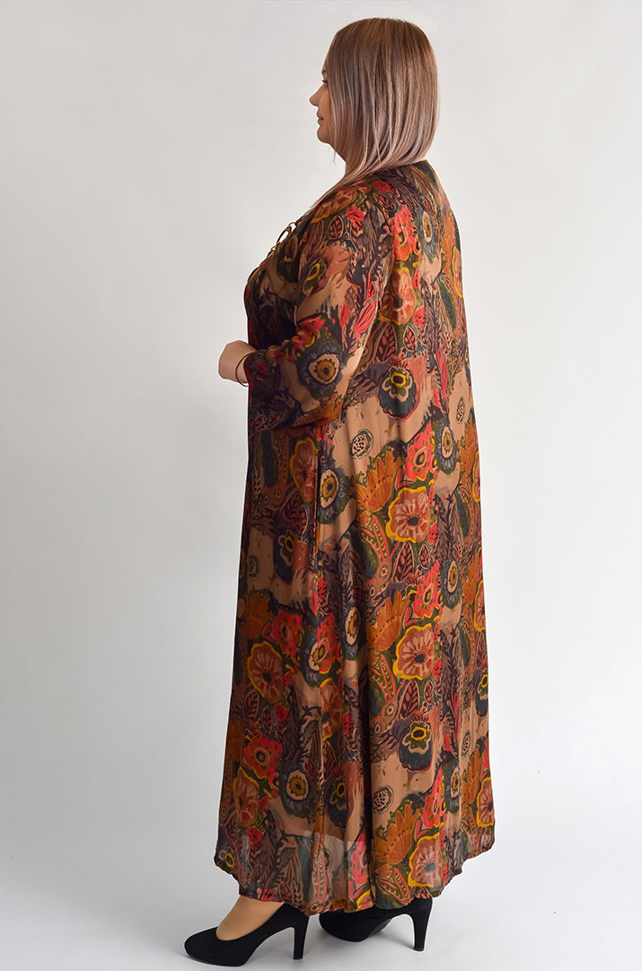 Сукня максі з флористичним мотивом і знімною прикрасою великих розмірів