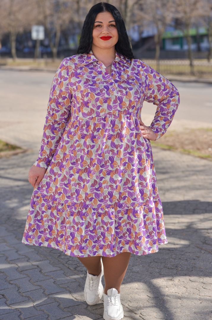 Сукня з художнім принтом листочків великих розмірів