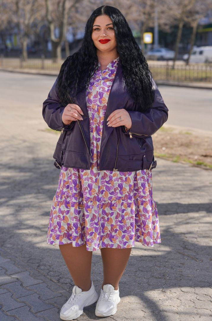 Сукня з художнім принтом листочків великих розмірів