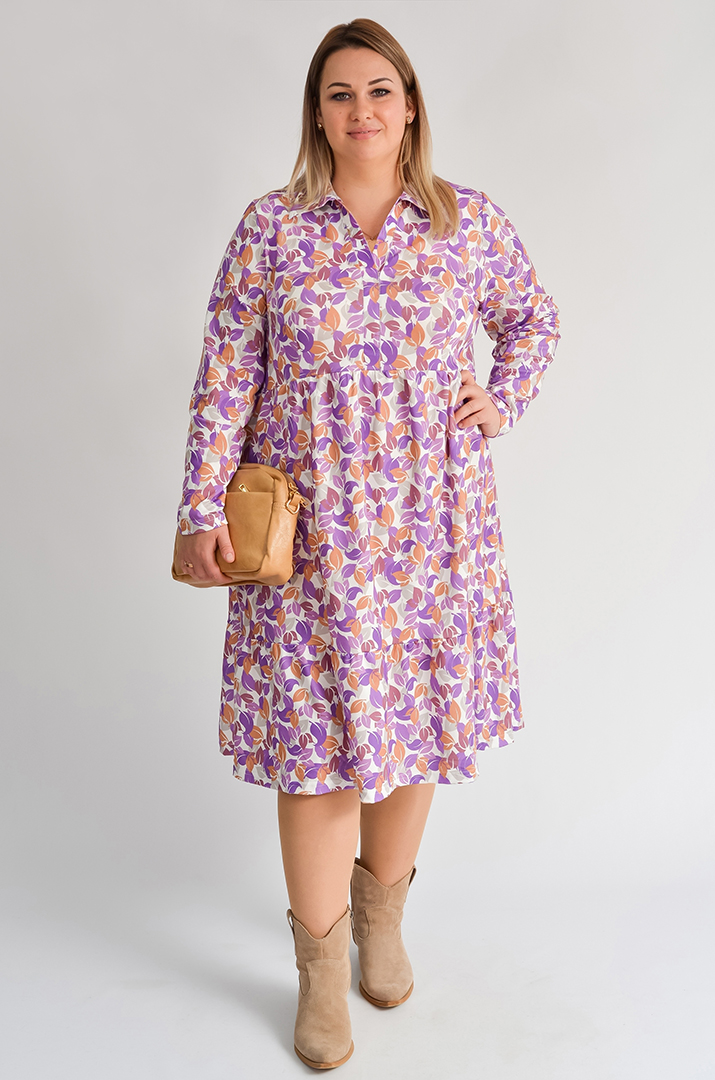 Сукня з художнім принтом осіннього листя великих розмірів