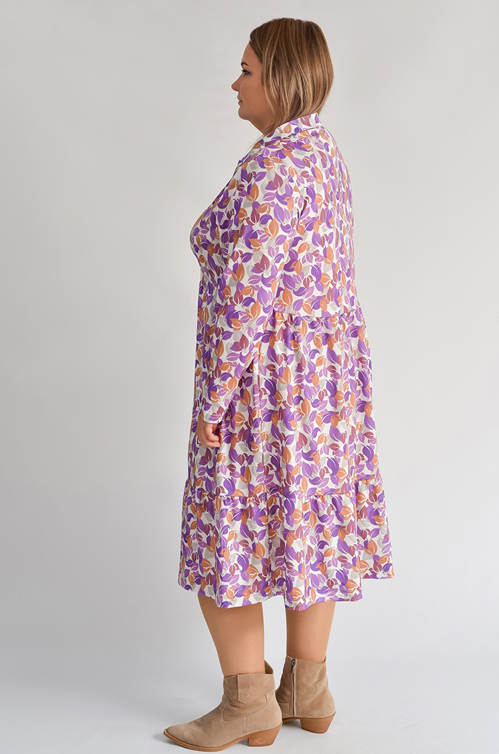 Сукня з художнім принтом осіннього листя великих розмірів