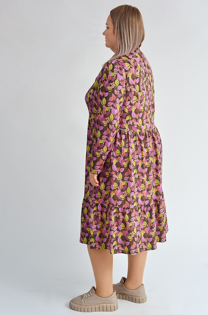 Сукня з художнім принтом осіннього листя великих розмірів