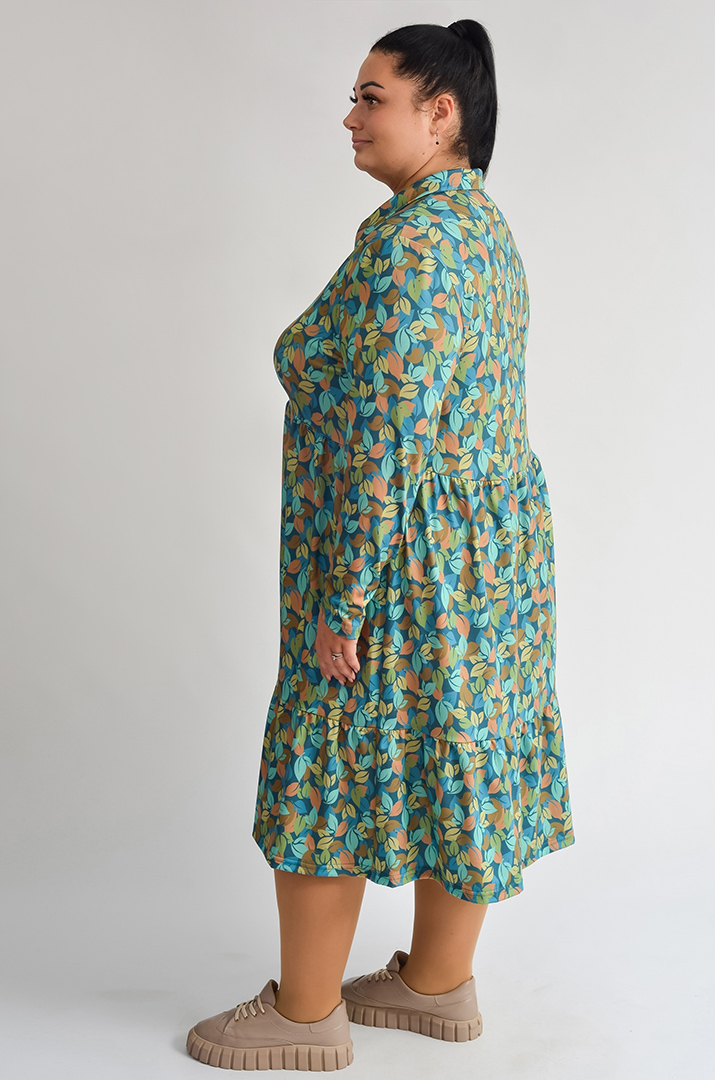 Сукня з художнім принтом осіннього листя великих розмірів