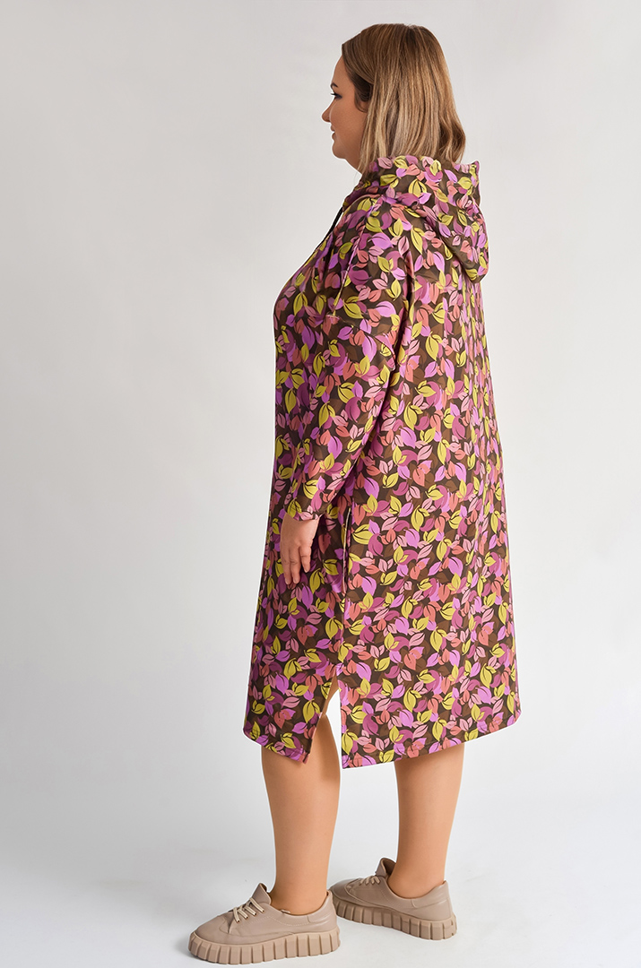 Сукня з капюшоном з художнім принтом осіннього листя великих розмірів