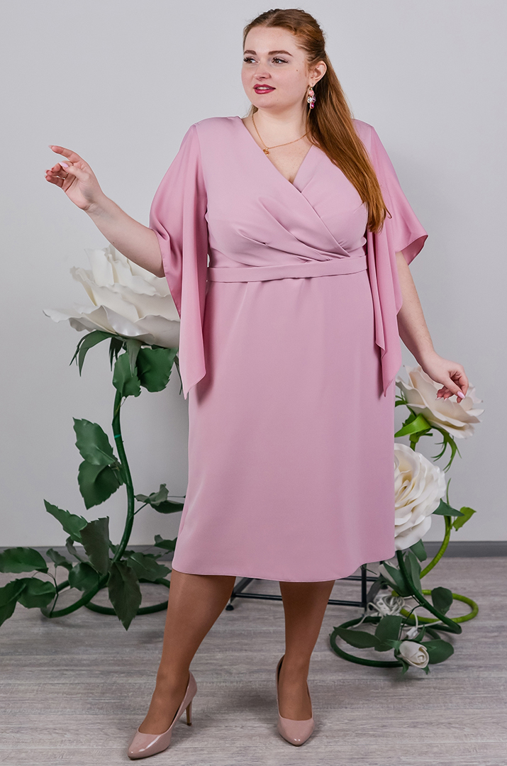 Сукня міді А-силует із легкими рукавами великих розмірів