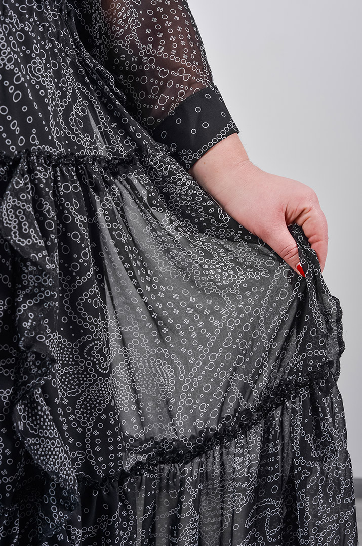 Шифонова сукня двійка максі з багатоярусною спідницею великих розмірів