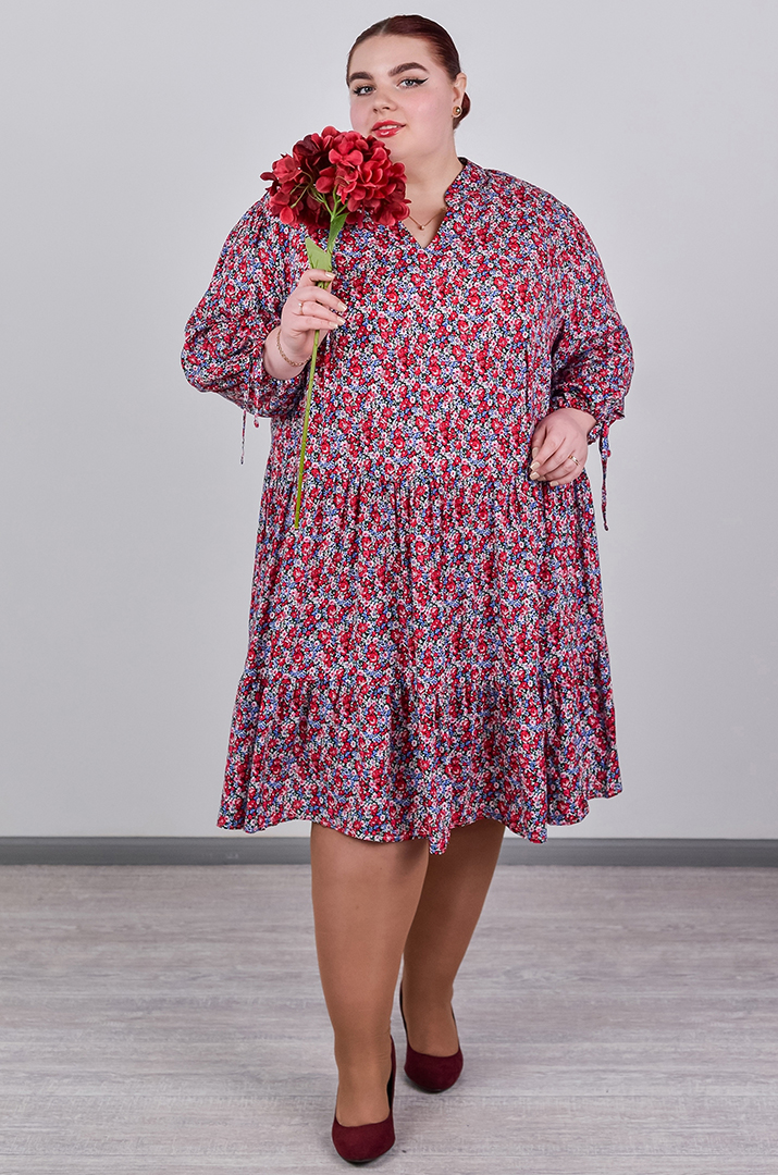 Сукня міні з делікатними воланами великих розмірів