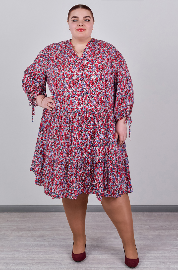 Сукня міні з делікатними воланами великих розмірів