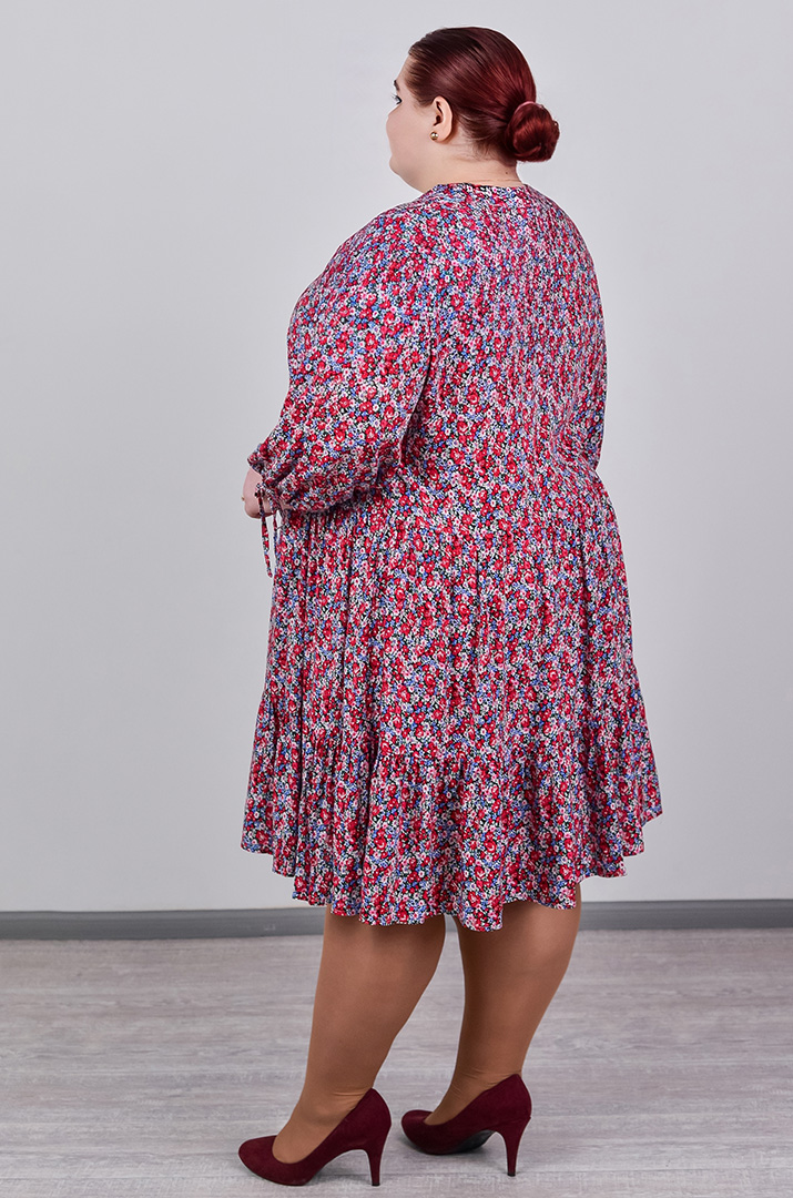 Сукня міні з делікатними воланами великих розмірів