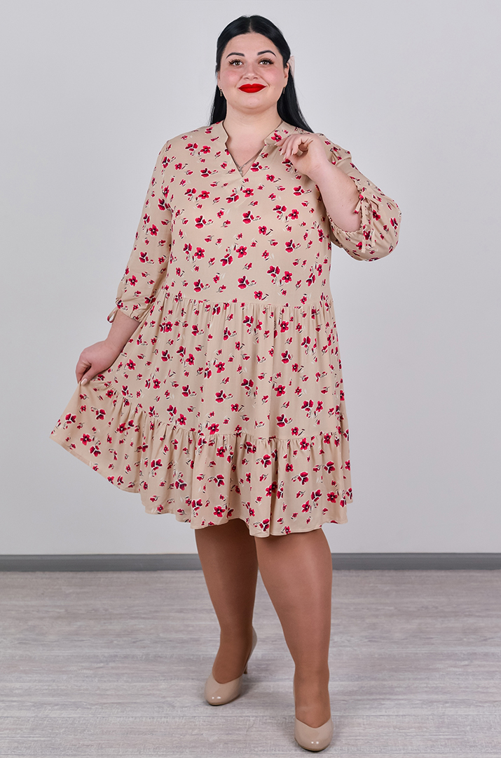 Сукня міні з делікатними воланами великих розмірів