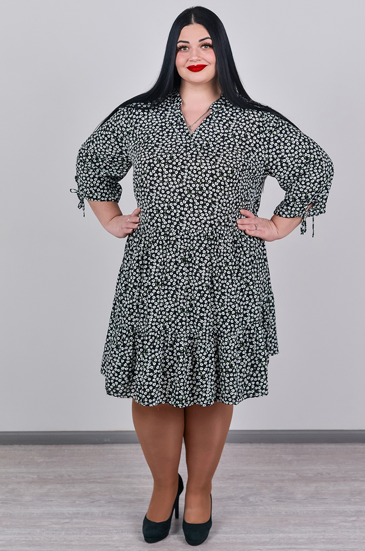 Сукня міні з делікатними воланами великих розмірів