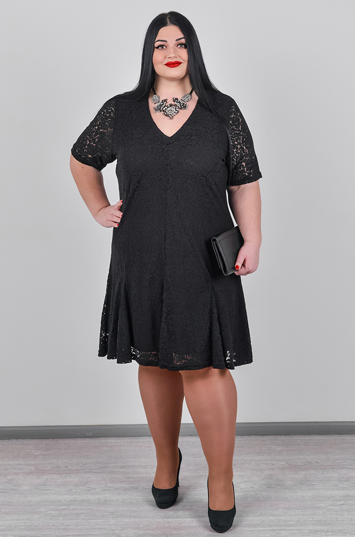 Сукня міні гіпюрова з квітковим візерунком великих розмірів