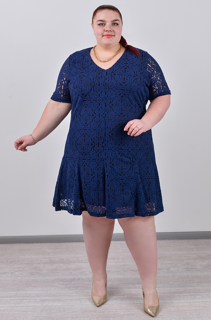 Сукня міні гіпюрова з квітковим візерунком великих розмірів