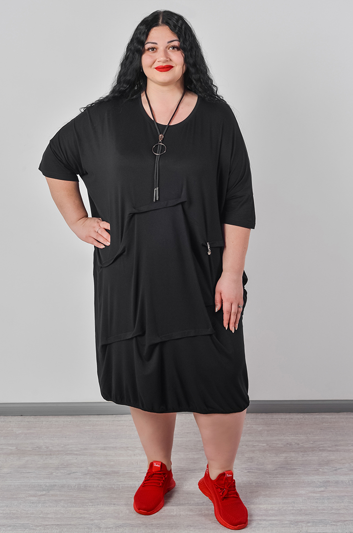 Сукня міні з фактурними складками та з кишенями великих розмірів