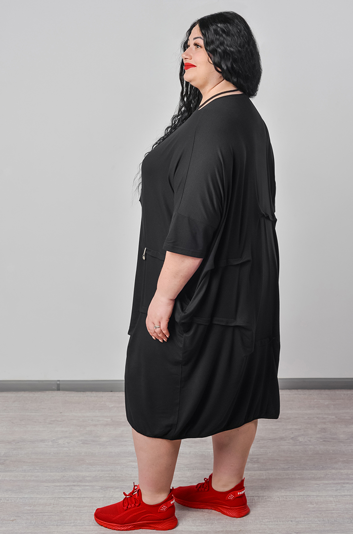 Сукня міні з фактурними складками та з кишенями великих розмірів