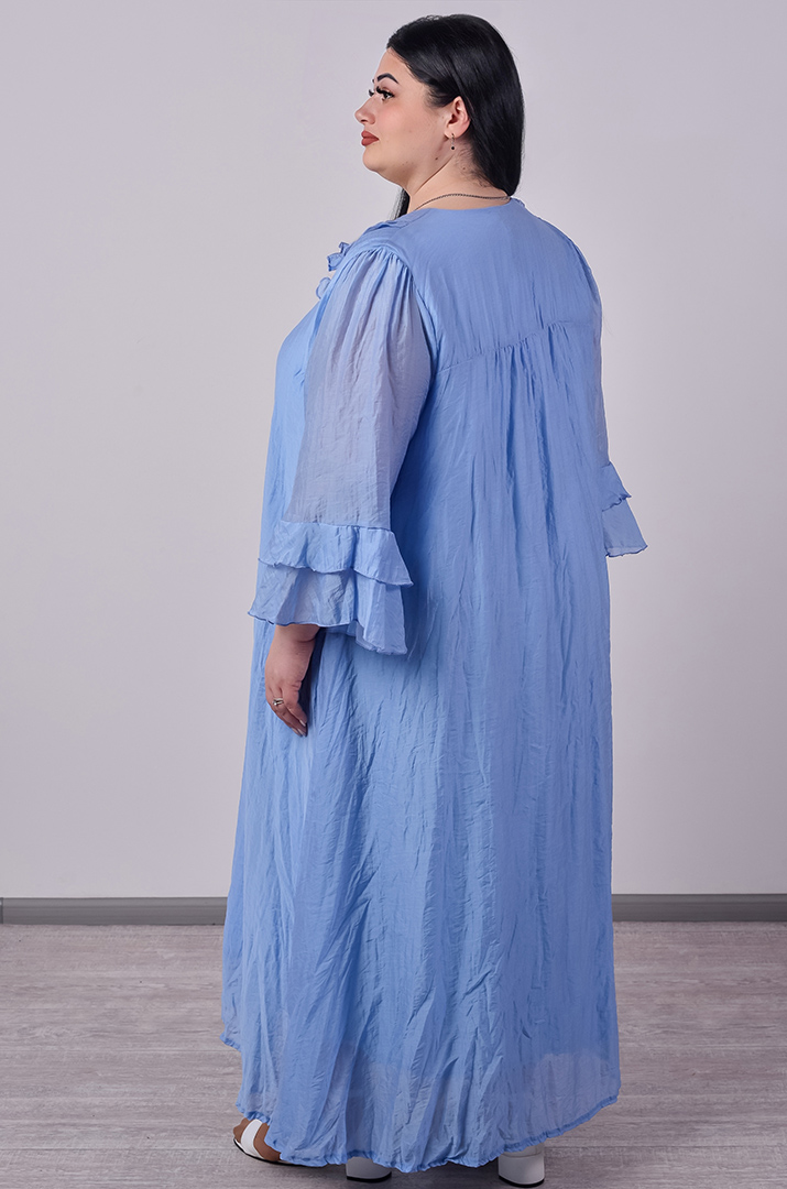 Сукня максі з фактурної тканини та з рюшами великих розмірів