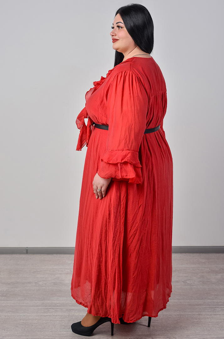 Сукня максі з фактурної тканини та з рюшами великих розмірів