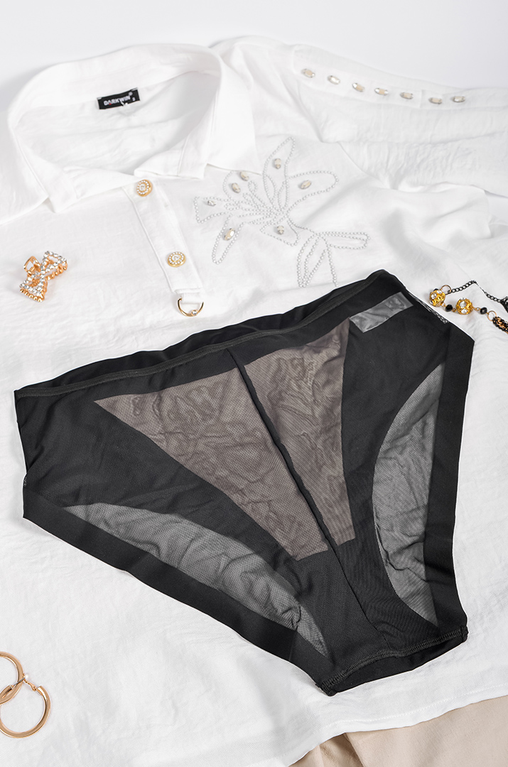 Труси-сліп із поєднанням текстилю і прозорої сітки великих розмірів