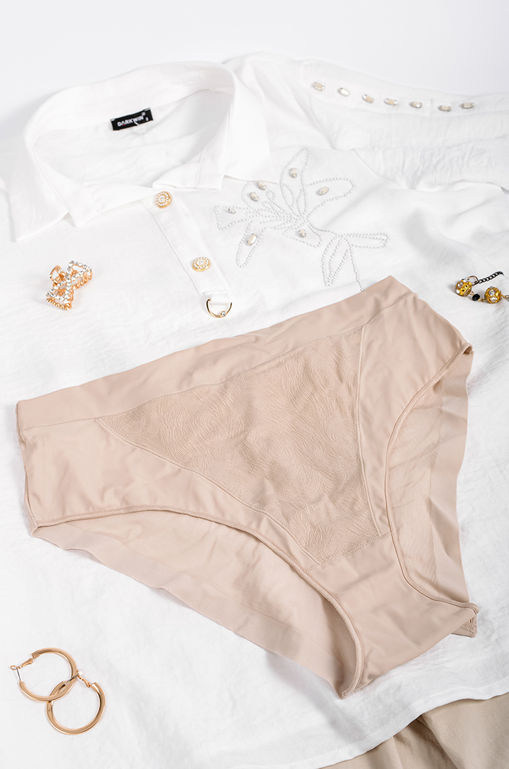 Труси-сліп із поєднанням текстилю і прозорої сітки великих розмірів