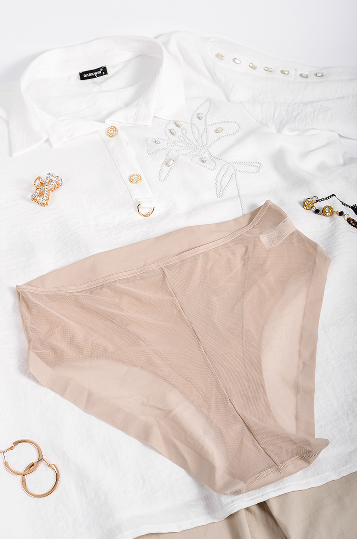 Труси-сліп із поєднанням текстилю і прозорої сітки великих розмірів