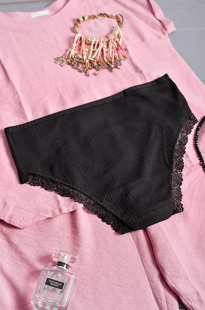 Труси в рубчик з мереживом великих розмірів