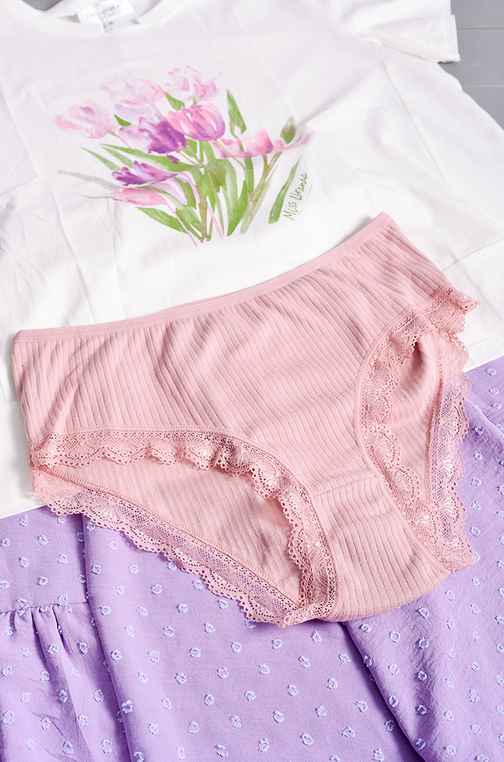 Труси в рубчик з мереживом великих розмірів