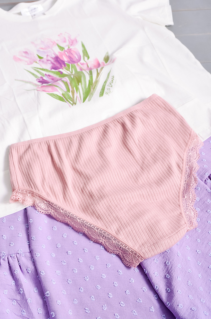 Труси в рубчик з мереживом великих розмірів